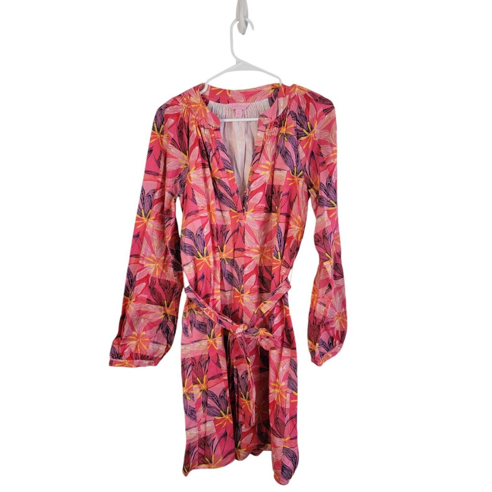 Lilly Pulitzer Jubilee Pink Floral Cotton Shirt Dress Size 6